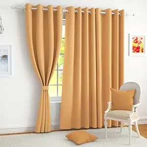 Story@Home 100% True Blackout Window Curtains 5 Feet Long Set of 1 | Plain Design | Room Darkening Curtain | Thermal Insulated Curtains for Living Room, Bedroom | (118 x 152 cm, Mustard)