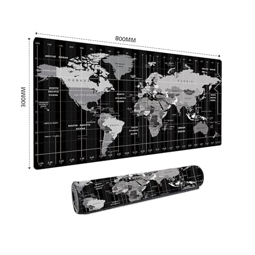 Dyazo Large World Map Anti-Slip Extended Desk Mat| Mouse Pad | Water Resistant Mat for Laptop| Computer Size 800 x 300 x 3 mm (Black No Logo) 2