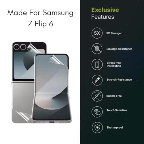 CaseCandy Silicone - (4 in 1) Screen Protector Guard for Samsung Z Flip 6 | Screen Guard Protector (Back Panel + Back Screen Display + Inner Display + Hinge) for Samsung Flip 6 - HD/Bubble Free Applic 2