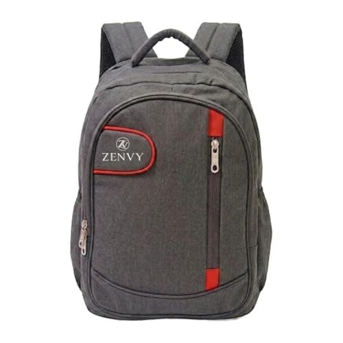 ZENVY Grey Unisex 35L Laptop Backpack for Men & Women | Water Resistant Travel Bag | Fits up to 17.3 Inch Laptop | Office, College & Daily Use Durable Backpack with Zipper Pocket