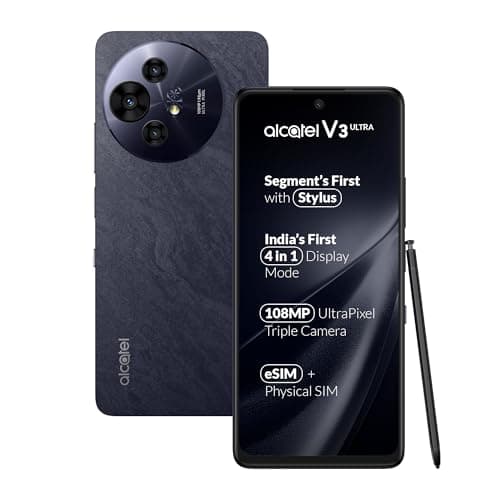 Alcatel V3 Ultra 5G (Ocean Grey, 8GB+128GB) | India’s 1st Patented NXTPAPER Superior Display |Segment's 1st Smartphone with Stylus | 108MP Ultra Pixel Camera | eSIM, NFC | with Charger