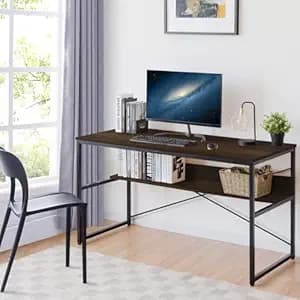 QARA Wood & Metal Finish Laminated Study Table |Computer Table, Study Table for Adults/Students| Home Office Writing Study Desk| Office Table Ideal for Work from Home(Elegant Teak)