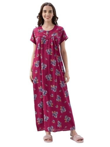 AV2 Women Printed Alpine Nightwear Nighty Maxi Pink X-Large 7285