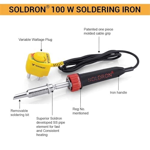 SOLDRON 100W Plug Variable Wattage Soldering Iron | Adjustable Power | Ergonomic Handle | Rapid Heating | Durable Ceramic Heater 4