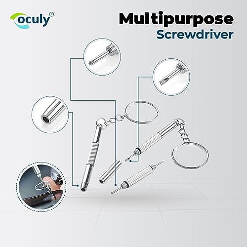 OCULY 100ml (Pack of 2) Spectacle Lens Cleaner with Japanese Microfiber Cloth & Mini Screwdriver,Liquid Cleaning Kit for Blue Filter antiglare Glasses, Goggles, Laptop Screen 6