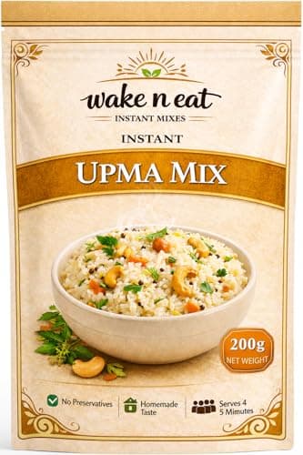 Wake N Eat Instant Upma Mix, Ready in 5 Minutes| India Breakfast Mix | Homemade Taste, No Preservatives, 200g