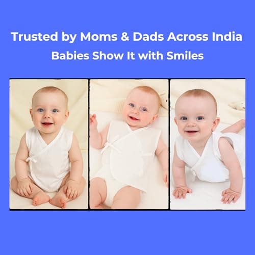 NAVTARANG Pure Cotton Clothes for New Born Baby Clothes 0-3 Months, Soft & Comfortable Babt Vest, for Boys & Girls, Pack of 1, New Born Baby Essentials 5