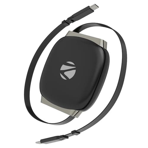 Zebronics 100W PD Type-C Retractable 1 Meter Cable, Super Fast Charging, 480Mbps Data Sync, 5A Output, for iPhone 15 and Above, MacBook, iPad and Samsung Galaxy Series (Wattz 100RCC1, Black)