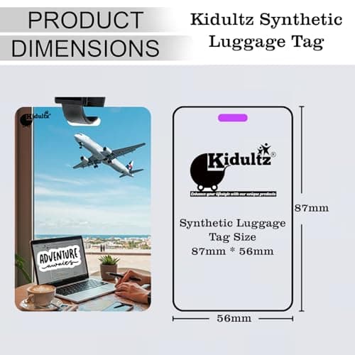 Kidultz (Set of 10) Synthetic Luggage Tags with Black Strap Loop | Durable, Waterproof, Anti-Break Travel ID Tags for Suitcases, Backpacks, School & Office Bags (Set 10) 3