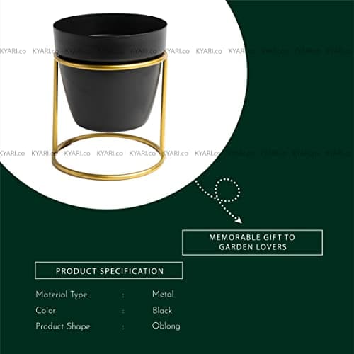 KYARI Vanessa Alluring Black, Metal Oblong Pots & Planters Pack of 1 4