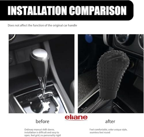 Eliane Universal Car Gear Knob Protector Silicone Gear Shifter Cover for Anti-Scratch Car Gear Knob Cover & Dust Proof Nonslip Gear Cover for All Cars Fit Black (Ovel-1Pcs) 2