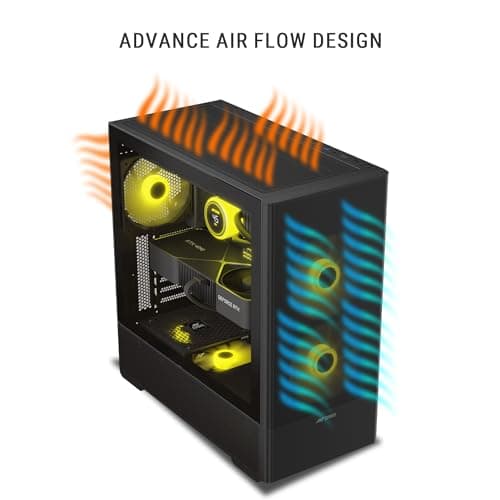 Ant Esports 511 AIR 5F Mid-Tower Computer Case/Gaming Cabinet - Black | Pre-Installed 5 ARGB Fans 5