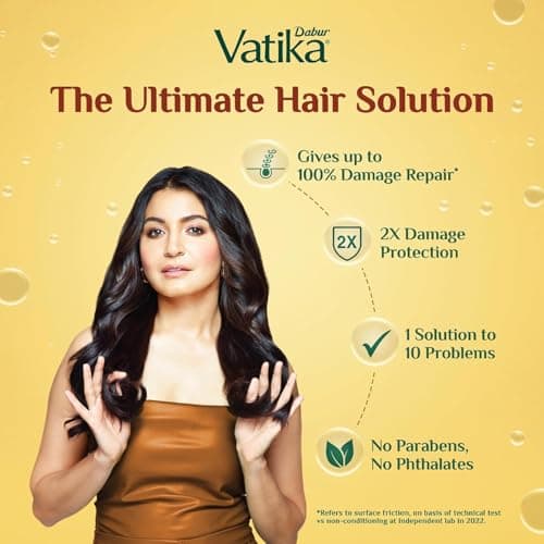 Dabur Vatika Ayurvedic Shampoo Refill Pouch - 1 L | Damage Therapy | Power of 10 Ingredients for Solving 10 Hair Problems | No Parabens | For All Hair Types 5
