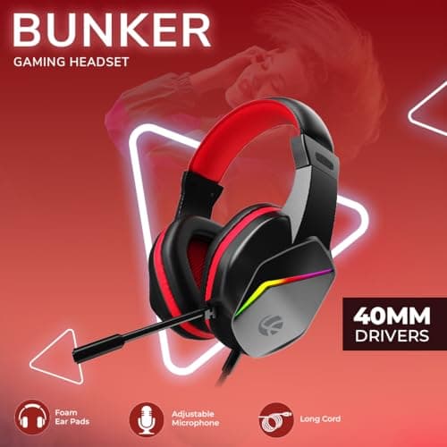 LAPCARE Bunker Gaming Over Ear Headset with RGB Back Lights|40Mm Drivers|3.5Mm+USB Jack|Adujustable Microphone|Light Design&Comfortable|Super Anti Violence&Break|Braided PVC Line(Lhp-210),Black 2