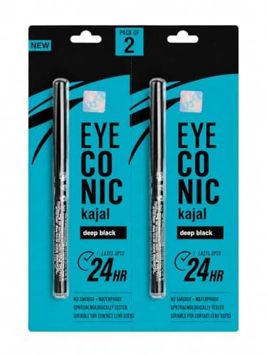 Waterproof Smudge Proof Deep Black Kajal Pencil Pack of 2 for Women