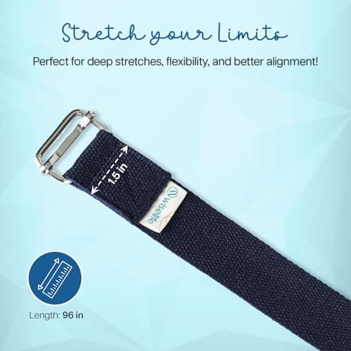 WiseLife Yoga Stretch Belt/Strap | Best for Daily Stretching, Yoga, Pilates, Physical Therapy, Fitness | 8 Feet Premium Cotton Strech Band (Navy Blue 8ft) 2