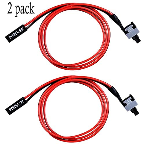 Hulk 2 Pack 2 Pin SW PC Case Power Cable on/Off Push Button ATX Computer Switch Wire 45cm-Multicolor 2