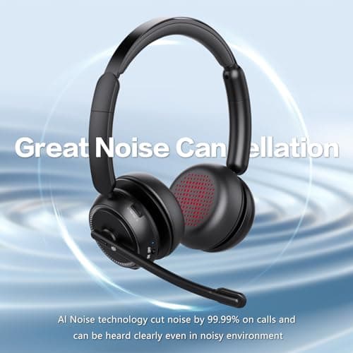Wireless Headset with Mic for Work, Bluetooth Headphones with Microphone (Noise Cancelling & Mute Button), Wireless Headset with mic for Work/Computer/PC/Laptop/Cell Phones/Call Center/Teams/Zoom/Home 2
