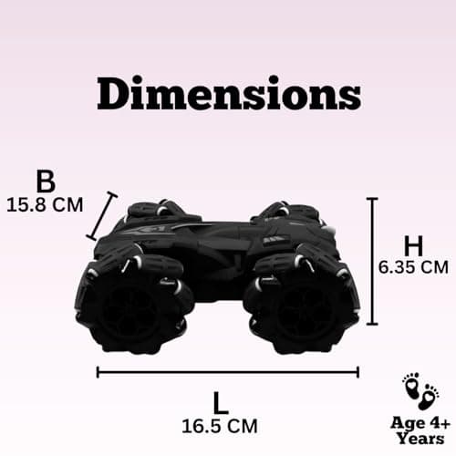 Frendo Remote Control Drift Stunt Car 4WD | 360° Rotating | Dual Sided Climbing | High-Speed Tumbling | Rechargeable Stunt Car | C-Type Charging | Remote Control Car for Kids | Made in India. (Black) 2