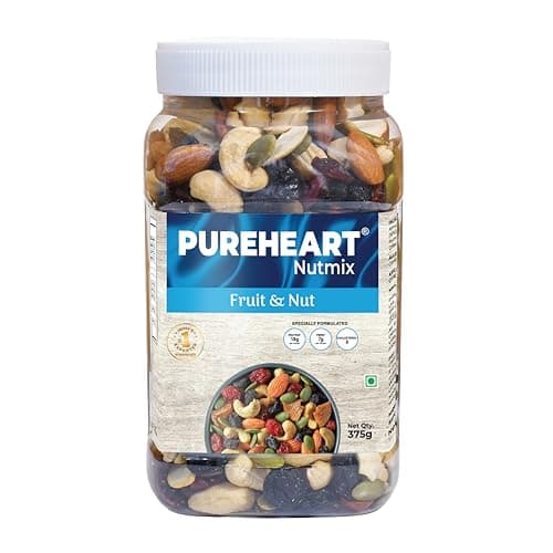Pureheart Nutmix Fruit & Nuts 375 gm Natural Premium Mix Nuts (Cashews, Almonds, Raisins, Cranberries) Delicious & Crunchy Dry Fruits - Reusable Jar