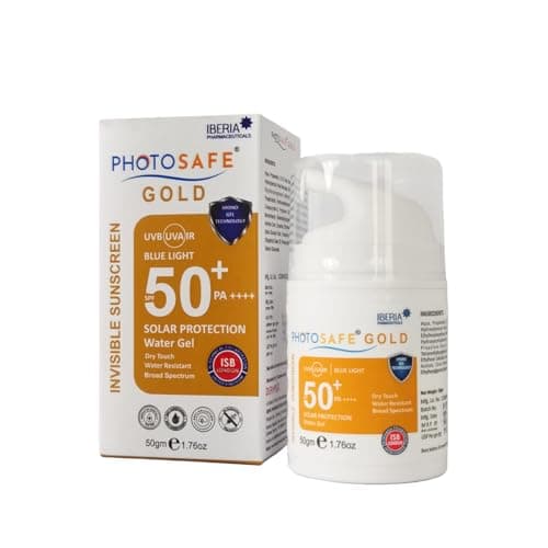 Photosafe Gold Invisible Gel Sunscreen SPF 50+ PA++++ | Dry Touch, Water Resistant, Broad Spectrum | UVA, UVB, IR & Blue Light Protection | 50gm 2