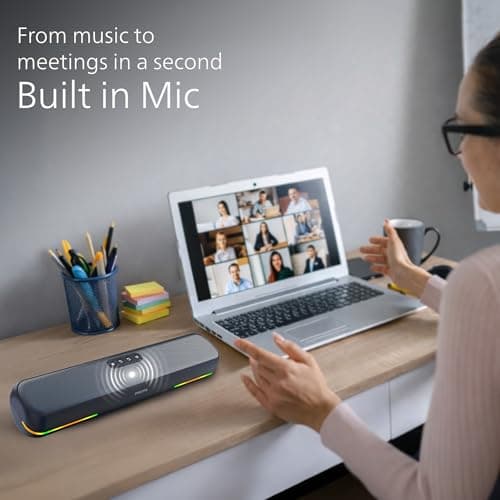 Philips TAB4120BL/94 Wireless Bluetooth Soundbar, 20W, 8H Playtime, Bluetooth 5.1, TWS Mode, RGB Light, LED Indicator, Built-in Mic, Voice Assistant, AUX/USB/TF Card Input, USB-C Charging (Sky Blue) 5