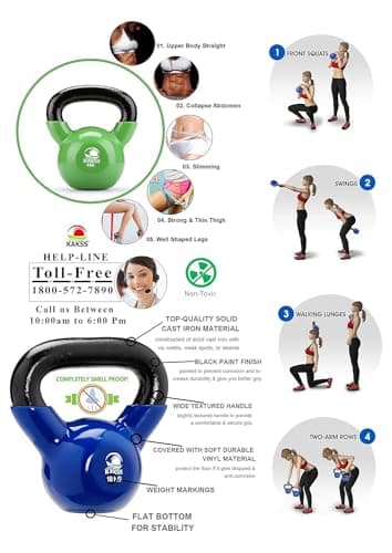 Kakss Vinyl half coating Kettle Bell for Gym & Workout (16 KG (Red))(PROUDLY MADE IN INDIA) 5