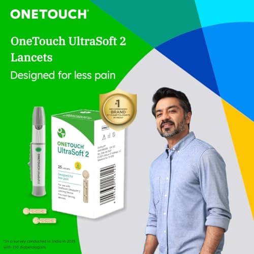 OneTouch UltraSoft 2 Lancets | Pack of 25 Lancets | Designed for Less Pain | Global Iconic Brand | For use with OneTouch UltraSoft & UltraSoft 2 Lancing Device 2