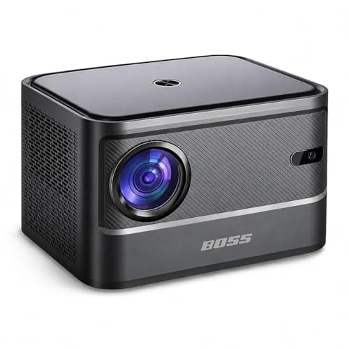 BOSS A15 Mini Smart Projector | 800 ANSI Lumens | Native Full HD | 4K Support | AI Auto Focus & Auto Keystone | Android 9 Smart OS | WiFi 6 & Bluetooth | 30000:1 Contrast Ratio | 300" Giant Display |