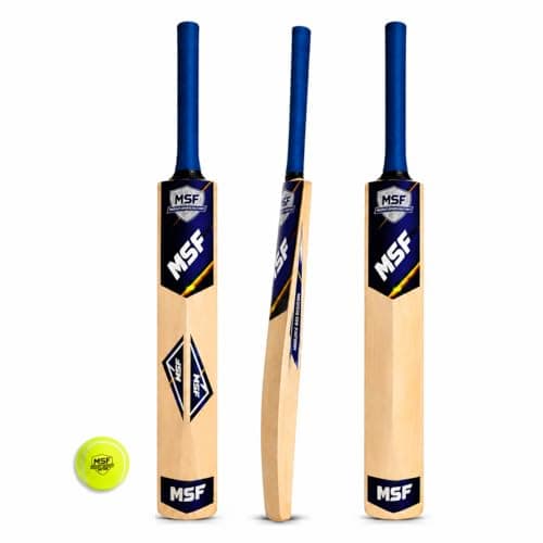 MSF Cricket Bat Size 6 with Tennis Ball for Boys 12-14 Years, Popular Willow Wooden Cricket Bat, Lightweight Training Bat for School, Practice & Outdoor Cricket, Durable Handle Grip