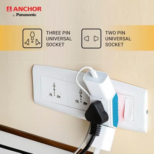 Anchor by Panasonic 22843 6A 3 Pin Multiplug Adaptor with Surge Protection (White & Blue) 4
