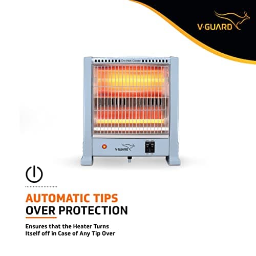 V-Guard EQT 400 watt-800 watt Quartz Room Heater | Noise-free Performance | Enables Quick Heating | 1 Year Warranty, Grey 5
