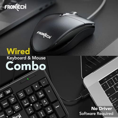 FRONTECH Wired USB Keyboard and Mouse Combo with 104 Keys, 3-Button Mouse, and 1000 DPI Optical Sensor.(KB-0012) 2