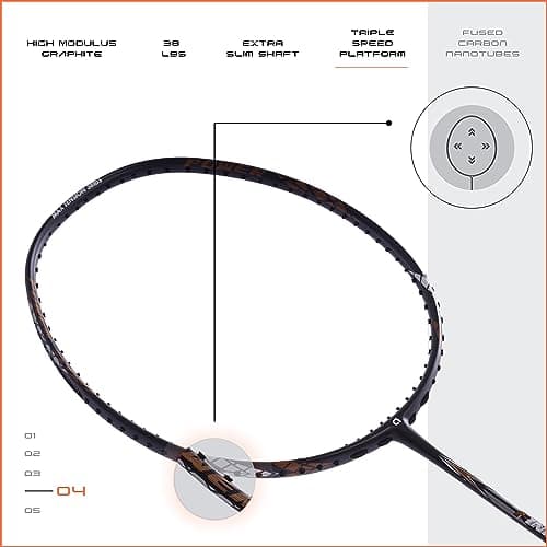 Apacs Finapi 232 (Unstrung, 38 LBS Max Tension) Made in Vietnam | 100% Japanese Graphite | High Modulus | High Power Badminton Racket with Free Full Cover | G1-4 1/4 inches (Black) 5