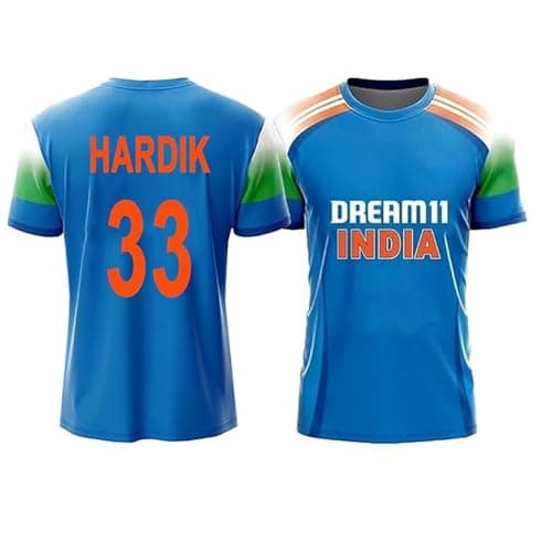 India New Jersey HARDIK Pandya 33 T-Shirt 2025 for Kids,Boys and Men(8-9Years) Multicolour