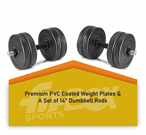 FitBox Sports Dumbbells Combo Weigth Plates & Hand Grips 4kg, Black, Polyvinyl Chloride (PVC) 3