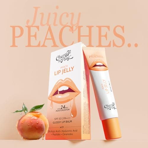 Chemist At Play Peach Tinted Lip Balm for Dark, Dry, Chapped and Pigmented Lips| Gives 24 hours moisturization| SPF 50 PA++++| Has 2% Kojic Acid, Hyaluronic Acid, ceramides & Peptides| 10gms 2