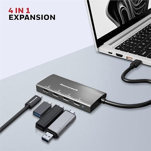 Honeywell Newly Launched Momentum Type C to 4xUSB C 3.2 Gen 2 Port Type C Hub, 10 Gbps Transmission Speed, 30 cms, Premium Metallic Finish, Compatible with All Type C Port Devices 2