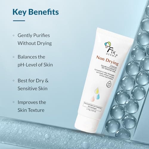 Fixderma Non Drying Cleanser, soap-free & pH Balanced cleanser, Pore-Refining, Dermatologist tested, Face Exfoliator, Non-comedogenic & Non-irritating skin cleanser - 75g 3