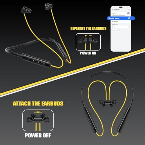 Kratos N6 Bluetooth Neckband with 55H Playtime, Deep Bass, Stereo Sound, HD Calls, Magnetic Earbuds, Voice Assistant, Type-C Fast Charging, Rich Audio, Hollow Switch for Comfort & Style 3
