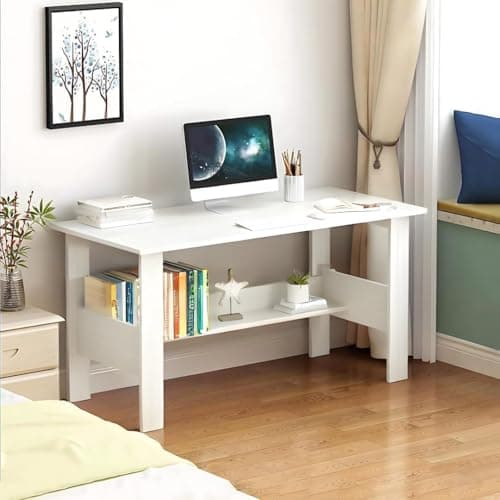 Callas Engineered Wood Computer Desk with Shelf – Modern Laptop Study Table for Home Office, Workstation & Writing Desk for Students and Professionals (ST-09-White) 4