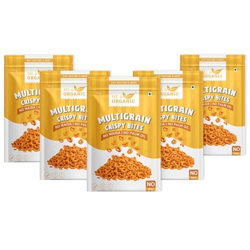 ME&ORGANIC Multigrain Crispy Bites | 75g Pack (Pack of 5) | Healthy Roasted Snack | High Fiber & Protein Rich | Made with Natural Ingredients | No Added Preservatives | Gluten-Free Crunchy Snack