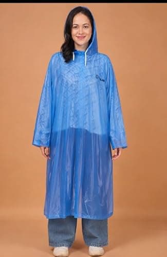 Waterproof Hooded Raincoat Poncho, Free Size, Lightweight, Travel Friendly, Multicolour