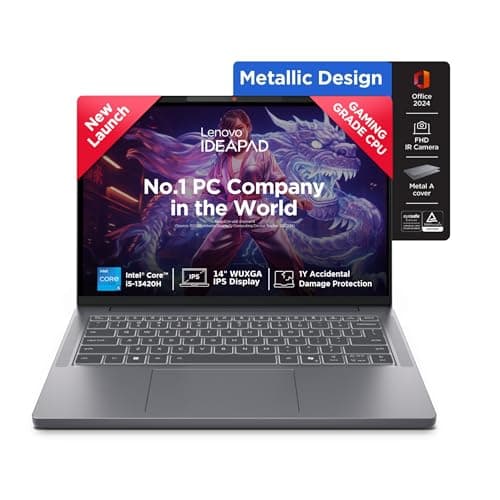 Lenovo IdeaPad Slim 3, 13th Gen Intel Core i5-13420H, 16GB RAM, 512GB SSD, WUXGA IPS, 14"/36.8cm, Windows 11, Office Home 2024, Grey, 1.4Kg, Backlit Keyboard, 1Yr ADP Free, 83K00034IN, Laptop