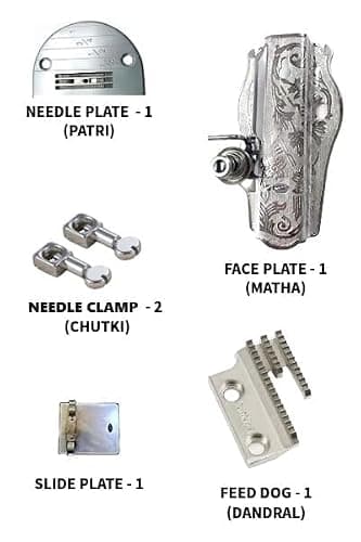 SIVANA's Useful Kit for SV Home Sewing Machine (6 Items) Face Plate (Matha) Back Cover -1set, Needle Plate (Patri)-1, Slide Plate-1, Needle Clamp (Chutki)-2, Feed Dog (Dandral)-1 (Screws Included) 2