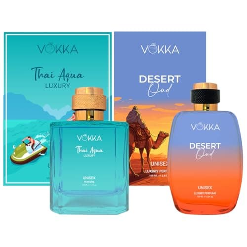 VOKKA Thai Aqua & Desert Oud 2x100ml | Unisex Luxury Long Lasting Perfume For Men & Women | Eau De Parfum | EDP Fragrance for Gift | Travel&Skin Friendly | Notes: Aqua, Patchouli,Spicy Agarwood Ambery