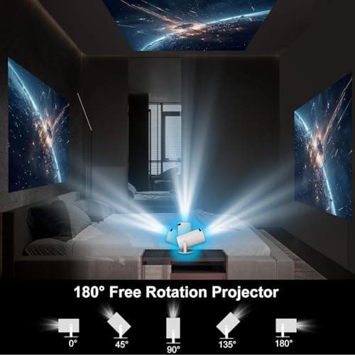 Mini Projector with Wifi6 and Bluetooth, 15000L Native 1080P Outdoor Portable Movie Projector, 210° Rotation 4k Support for iOS/Android/TV Stick/HDMI/Laptop 4