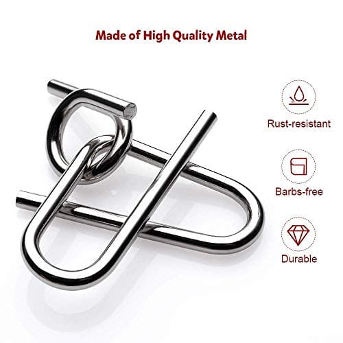 RV Mart 16 in 1 Metal Puzzles Brain Teaser Challenge Set IQ Busters Intellectual Toy for Kids and Adult Design 1 - Silver 3