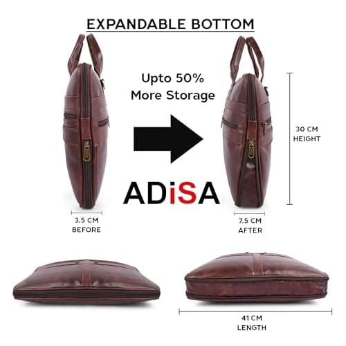 ADISA Laptop Messenger Office Bag Briefcase for Work for Men (LB6054-BRO) 5