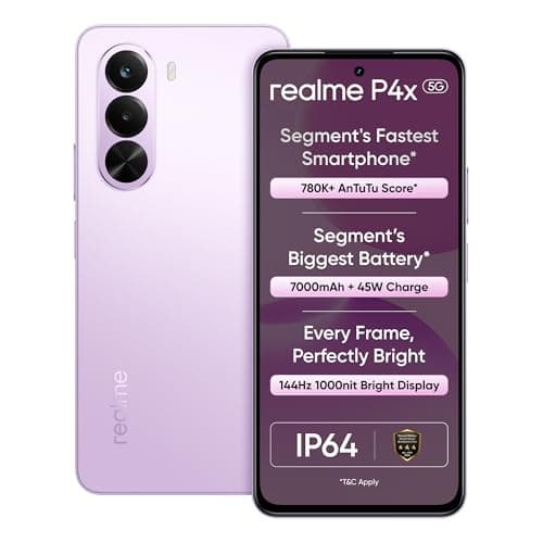 realme P4X Smartphone 6.72 inch 144Hz Display 7000mAh Titan Bettery 45W Fast Charge 6GB RAM 128GB ROM Dimensity 7400 Ultra 5G Chipset IP64 Waterproof Dual SIM (Elegant Pink)